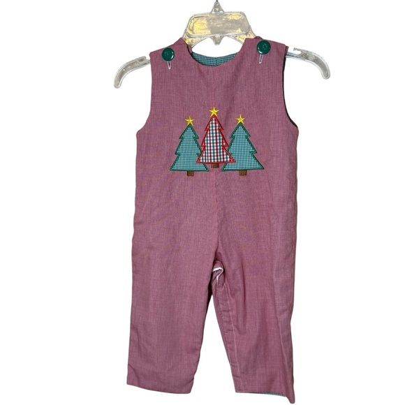 Le Za Me Other - Le‎ Za Me Boys 9M Longall Reversible Jumper Red Plaid Christmas Tree Green Plane
